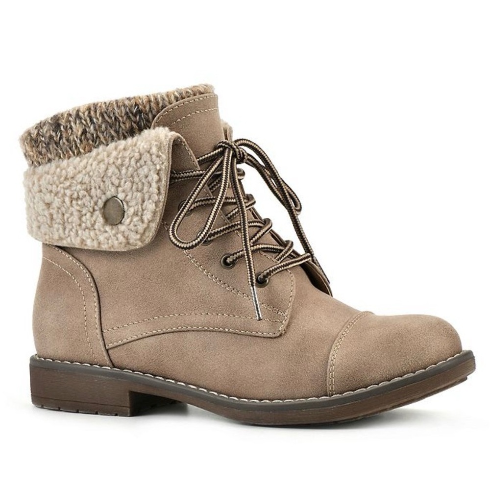 Cliffs by White Mountain Combat Winter Boot Natural Knit‎ Ankle Details, Size 10